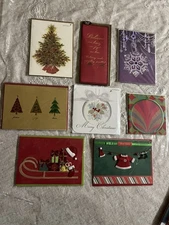 PAPYRUS Lot Of 8 Christmas Holiday Cards  Sparkle Embellished Stones Pretty