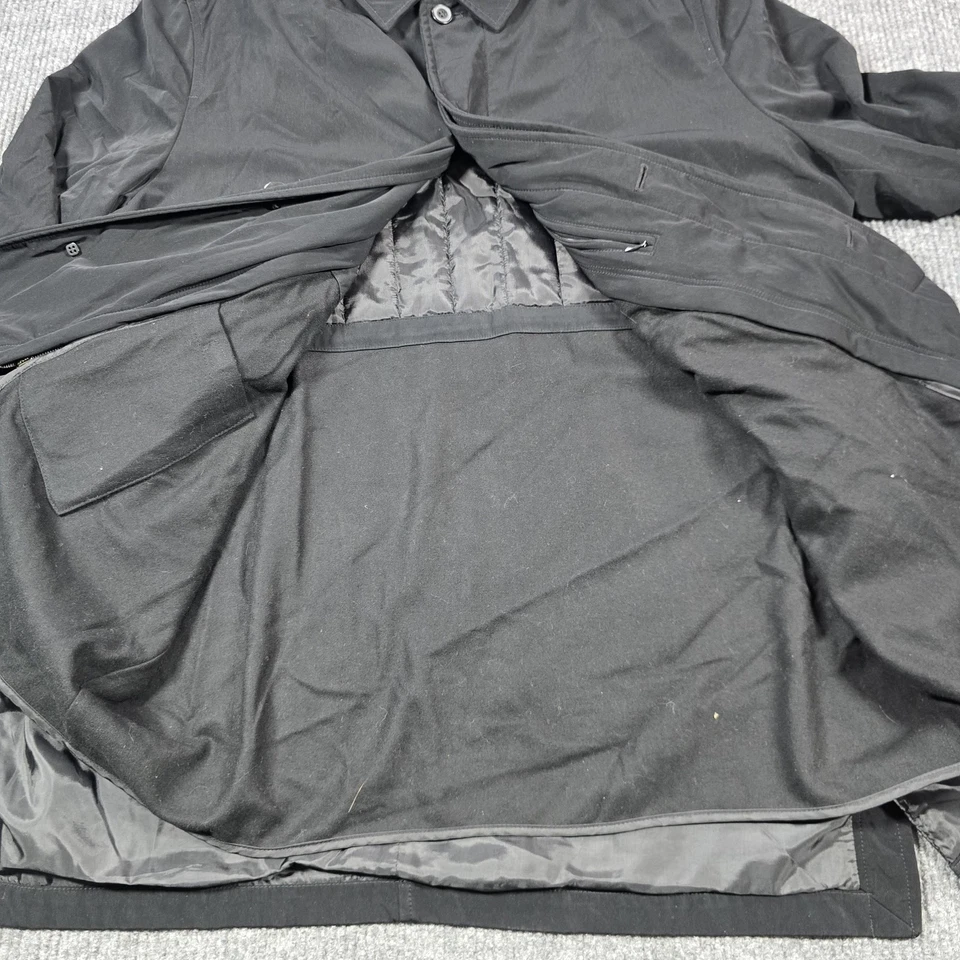 Abrigo de Coche Ralph Lauren Para Hombre XL Negro Botón Frontal Extraíble Forro Acolchado Foto 3 de 4
