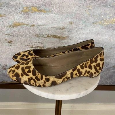 ECCO Ballet Flat Shoes Womens Size 8.5 Brown Leopard Print Leather Comfort Flats - Image 1 of 4