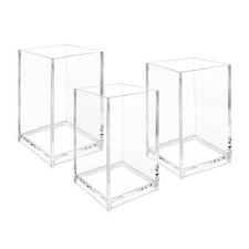 Newkita 3 Pack Clear Acrylic Cosmetic Pencil Pen Holder Cup, Clear Makeup Brush