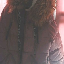 bebe Sherbet pink Faux Fur Hood Mid-Length Pu...
