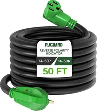 RVGUARD 50 Amp 50 Feet RV/EV Extension Cord 14-50P to 14-50R 6 AWG/3+8 AWG/1