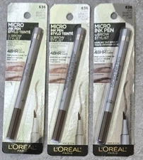 L'Oreal Micro Ink Pen Longwear Brow Tint 636 Light Brunette Lot 3 FREE US SHIP