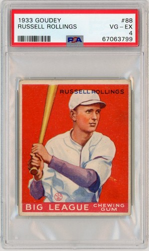 1933 Goudey Baseball Russell Rollings PSA 4 VG-EX Vintage #88 Atlanta Crackers