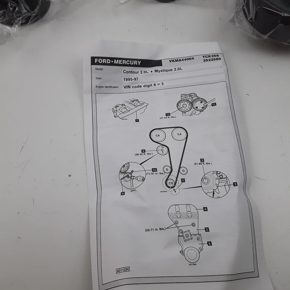 Engine Timing Belt Kit Fits Ford Mystique Contour Mercury Mystique (1995-1997) — 第 4/4 张图片