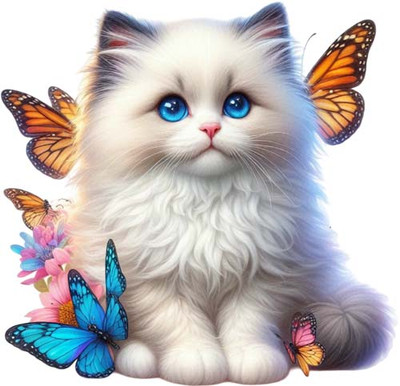 Wandbild Wald Katze Schmetterling Schlafzimmer Laptop Dekor Vinyl Aufkleber Abziehbild 6 Größen