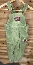 Vintage Happy Kids Olive Green Corduroy Overalls Embroidered Sun Moon Sz 3T