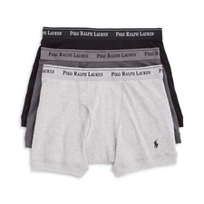 Polo Ralph Lauren Mens 3-Pack Black/Grays Classic Fit Cotton Boxer Briefs $45