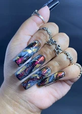 XXL Galaxy Square Press on Nail  sz Large Handmade 