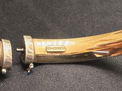 VINTAGE Gold Filled BRACELET 925 1/25TH 10K AU Hinged Bangle Diamond Etched - Picture 6 of 10