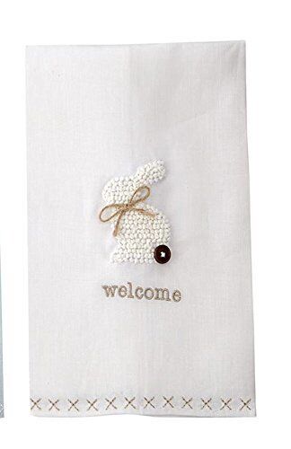 Mud Pie White Bunny French Knot Hand Towel - Picture 1 of 1