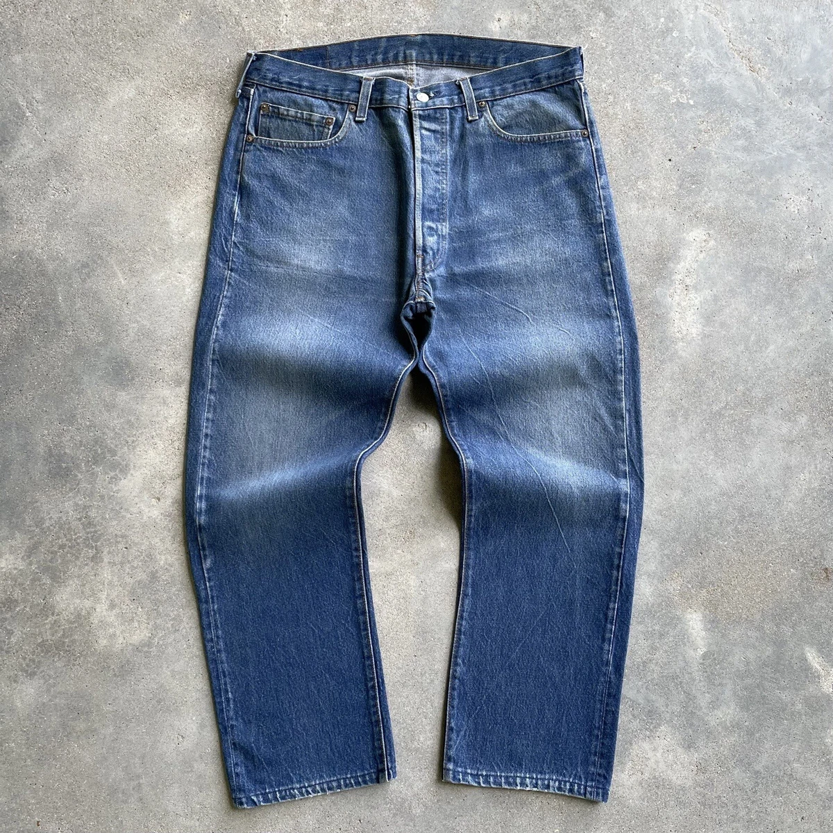Vintage 80s made In USA Levis 501xx Red Tab Faded Dark Blue Denim
