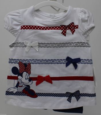 Disney Minnie Mouse Girls Pc White Shirt Shorts Set Size 3-6 - Main Image