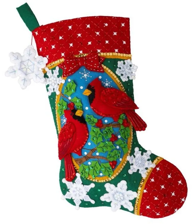Bucilla Felt Stocking Applique Kit 18" Long-Christmas