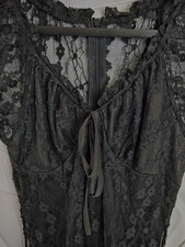Shein womens Eyelet Lace Empire Waist Boho Maxi Dress XS Witchy Goth Whimsical