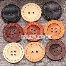 10PCS 4-HOLE 2-HOLE WOOD ROUND BUTTON 10MM- 30MM SEWING CRAFT CLOTHIING BAG DIY