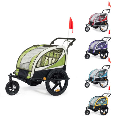 SAMAX Jogger Fahrradanhänger Kinder Kinderfahrradanhänger 2in1 drehbar 360° Neu