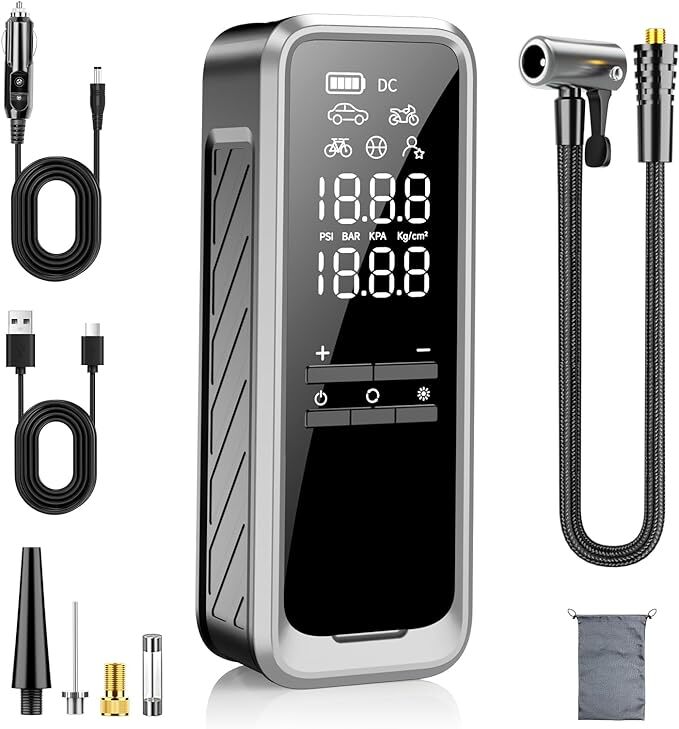 KZKB Cordless Tire Inflator Portable Air Compressor CQBBK-A01 - BlackSilver 8190₽
