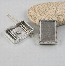 3pcs Tibetan Silver two holes picture frame /cabocho settings H0407