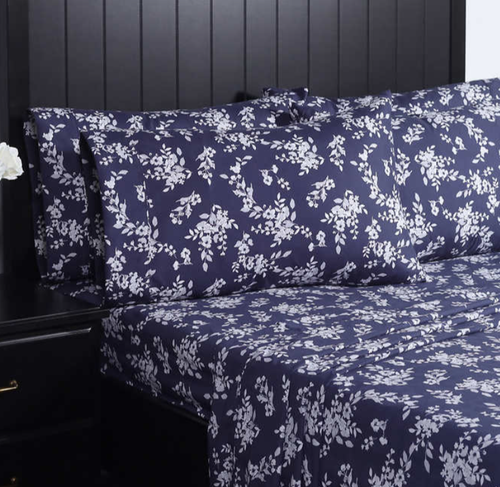 Charisma Navy White Floral Queen 6 Pc 