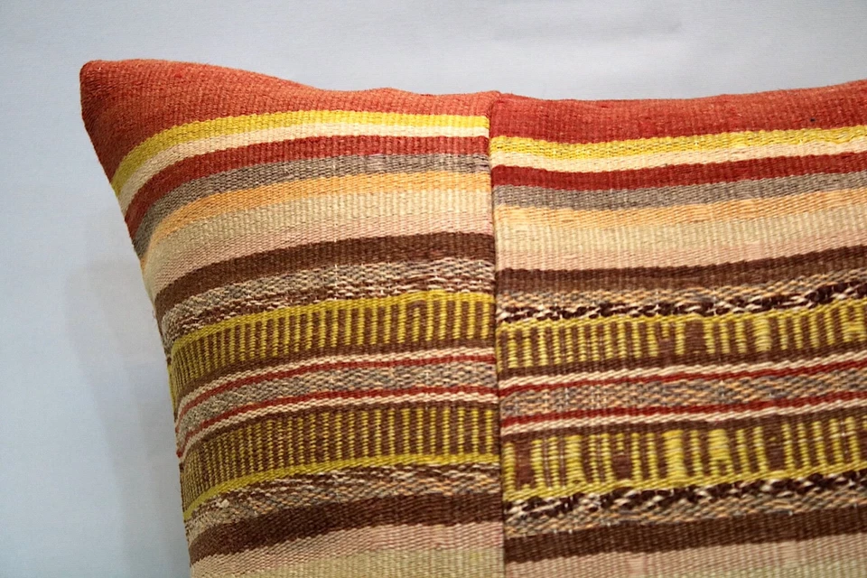 Almohada de sofá Kilim, 20x20 pulgadas, cojín étnico decorativo, almohada boho hecha a mano Foto 3 de 4