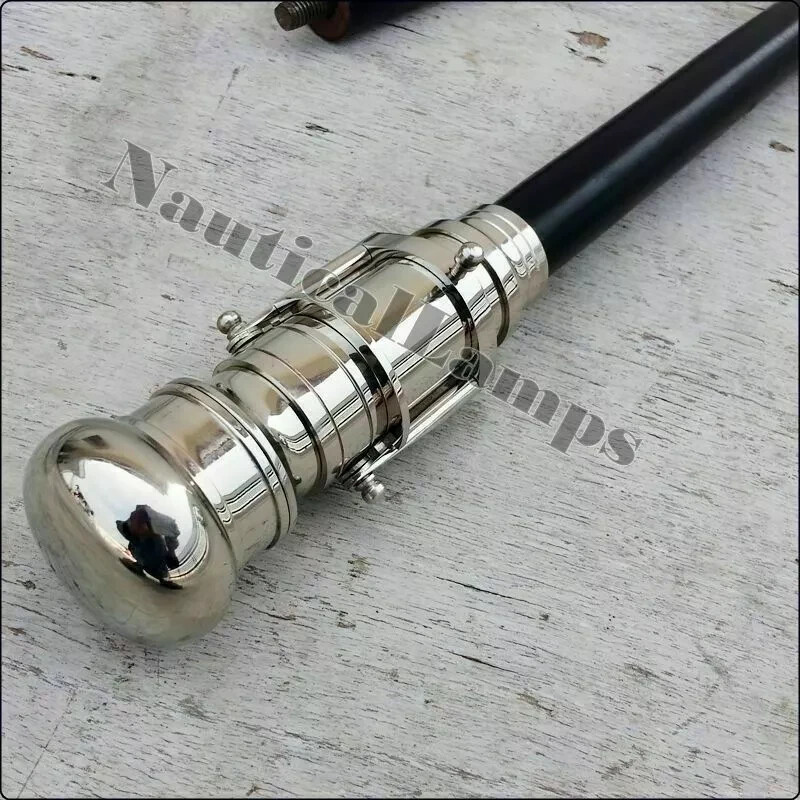 Solid Brass Silver Finished Telescope Head Handle… - image 2