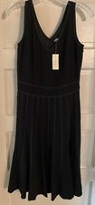 NEW Ann Taylor Loft sleeveless v-neck lbd Black Dress fit & flare sz 4 msrp $168