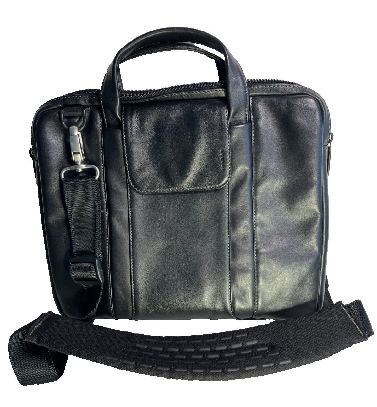 Incase 13" Laptop Zipper Brief Leather  Bag- Black With Shoulder Strap