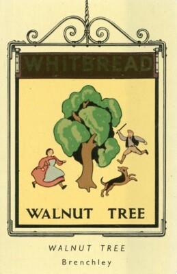 WHITBREAD INN SIGNS 2ND SERIES METAL #23 Walnut Tree round edges cut off by scan