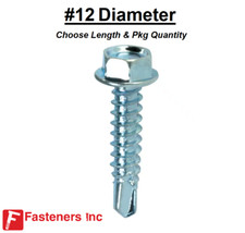  12 Hex Washer Head Self Drilling Sheet Metal Screws Zinc Choose Length  Qty 