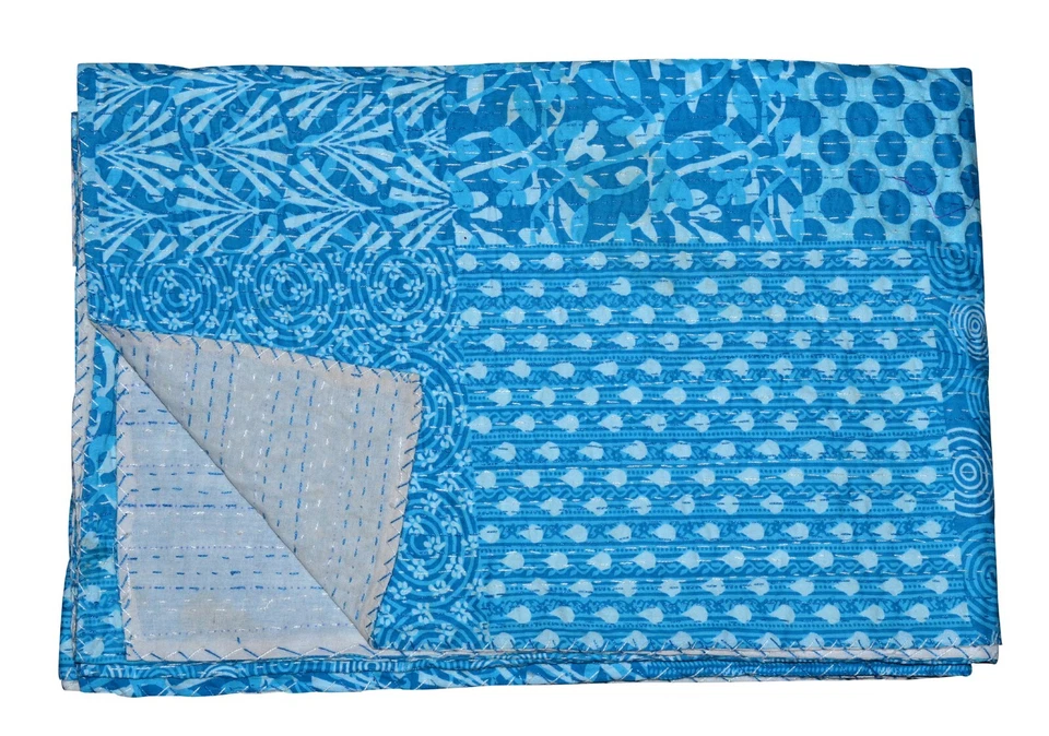 Queen Bedcover Handmade Bed Sheet Indian Gudari coverlet Cotton Throw Bedspread - Image 4 of 4