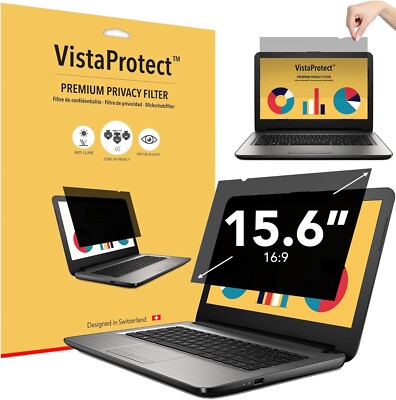VistaProtect Premium Sichtschutzfilter Anti Blaulicht Displayschutzfolie Laptop 15,6