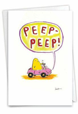 Easter Card: Peep Peep Easter Funny Greeting Card w/ Envelope