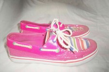 GIRLS SPERRY TOPSIDER BAHAMA PINK SEQUIN MULTICOLOR STRIPE LOAFER BOAT SHOE 5M 5
