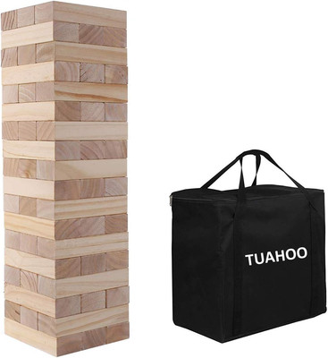 Outdoor Games Giant Tumble Tower (Stacks to 4+ Feet), Large Tumbling Timber, Woo