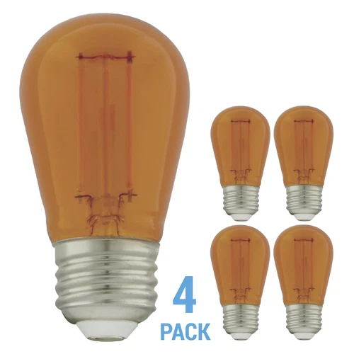 4 Pack Satco S8026 LED Filament 120V 1W =11W S14 Medium E26 Transparent Orange - Picture 1 of 7