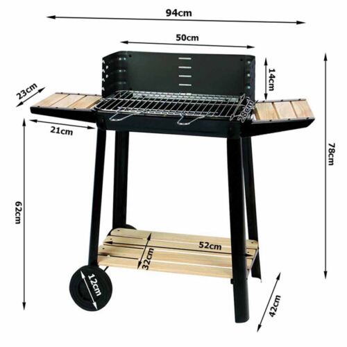 BBQ Barbecue HK-05 Black Mat à Roulettes + 3 étagères + Grande Grille de Cuisson - Photo 11/12