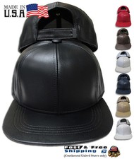 Leather USA Made Baseball Cap Genuine Hat Plain High Quality Adjustable NEW
