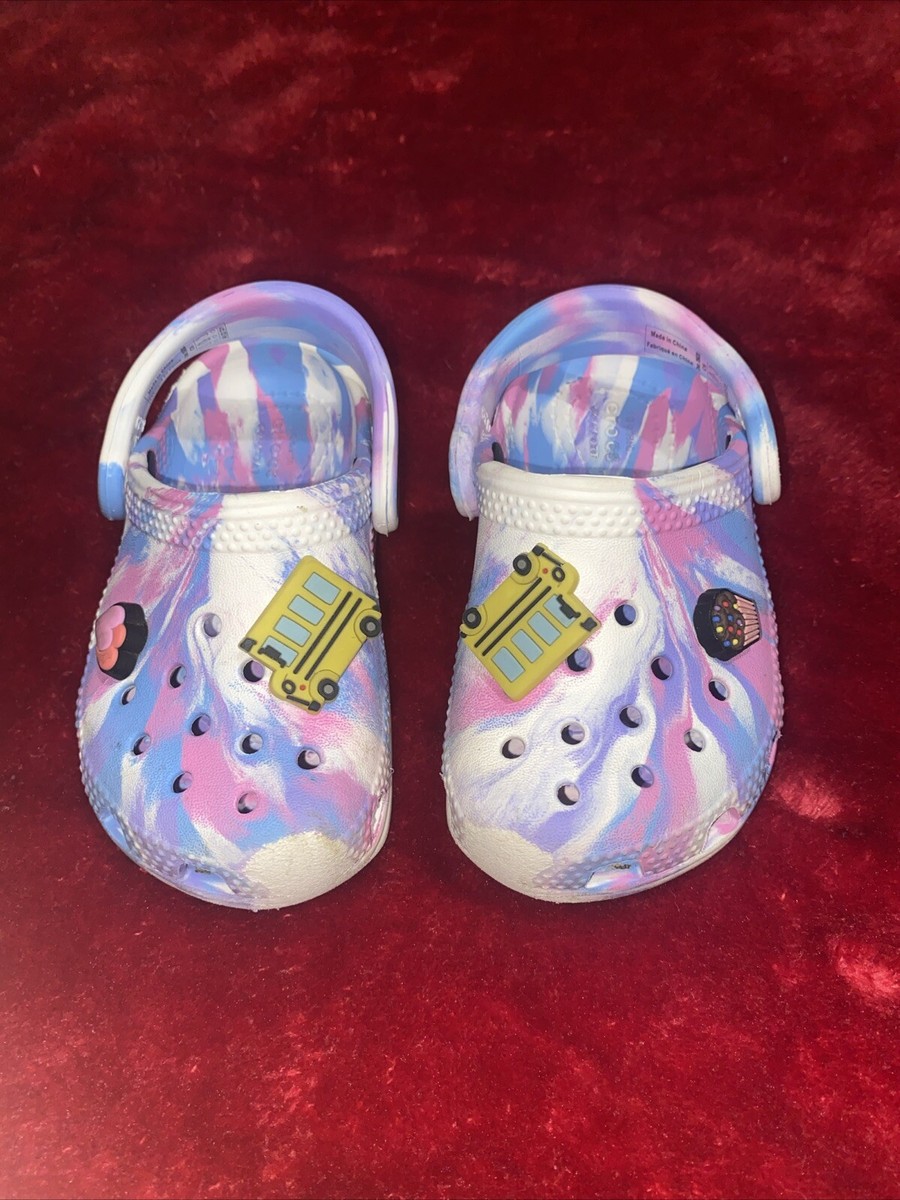 Crocs Classic Pink Purple Blue Tie Dye Travel Clog Toddler Child