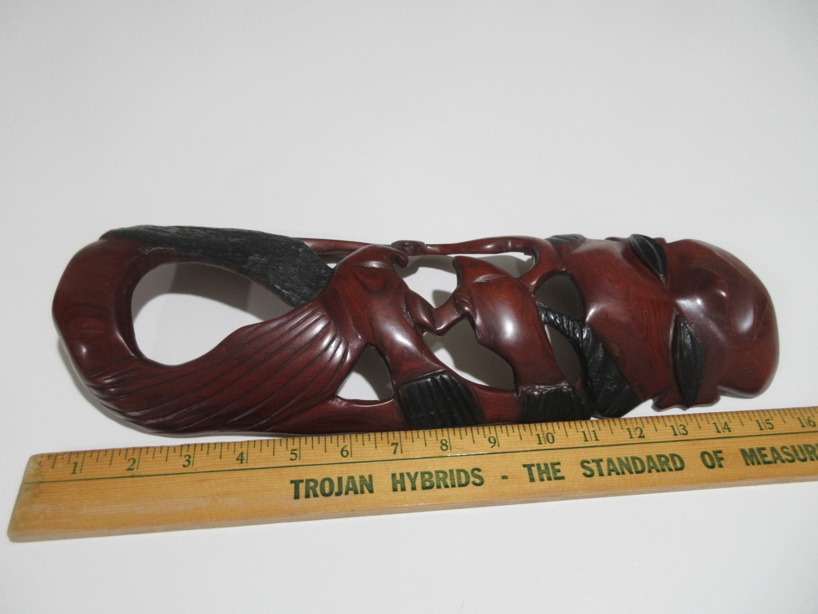 16" Hand Carved African Tribal Mask Ebony Wood Eagle Hunting Fish Snake Original