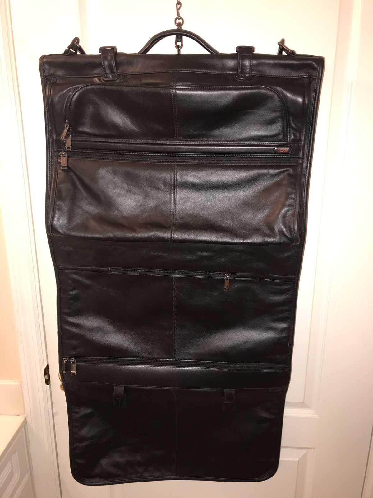 tumi leather garment bag
