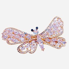 DRAGONFLY BARRETTE Hair Clip Hairpin use Swarovski Crystal Elegant Gold K56