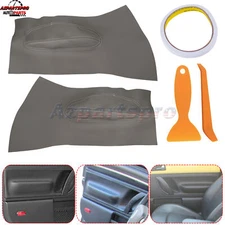 For 1998-2010 Volkswagen Beetle Door Panel Insert Cards Leather Cover Skin Gray 