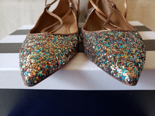 Nuove piatte glitter metalliche stringate punta Aquazzura Christy 38,5 39 8,5 9 - Foto 7 di 27