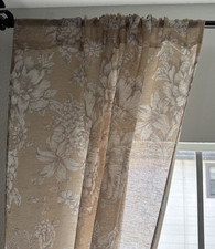 Laura Ashley Floral Curtain Panels Farmhouse Neutral Set 4 82"Lx 38"W Pole Top