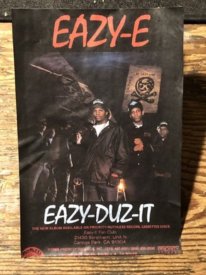 Eazy-E Eazy-Duz-It PROMO Poster Fan Club 1988 Ruthless Records Hip Hop Rap 13x9