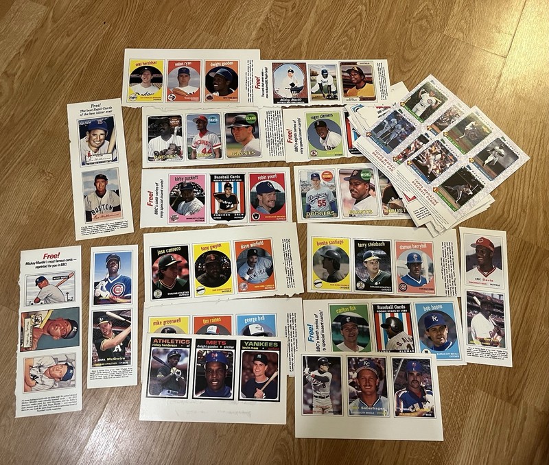 Uncut Reprint Baseball Card Sheet Lot - Topps, BBC; Mantle, Griffey Jr., Gwynn