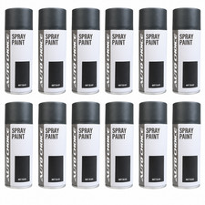 12 x AEROSOL MATT BLACK SPRAY PAINT AUTOCHOICE CAR MULTI-PURPOSE 400ML