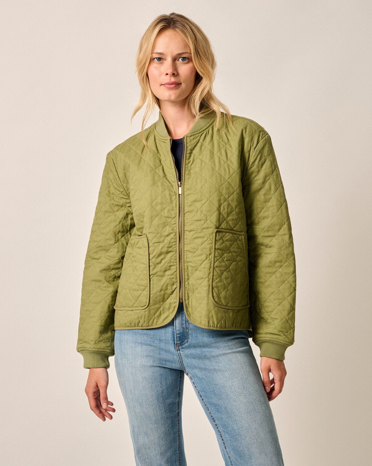 johnnie-O Vivian Quilted Bomber Jacket in Woodland - Size S