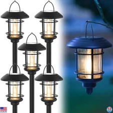 Dynaming 6-Pack Solar Pathway Lights - Waterproof Edison Lanterns, Auto On/Off